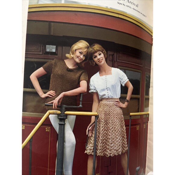 1962 Spinnerin Volume 164 Knit Magazine Purse Skirt Top Hat Carry-On 5+ Patterns - Picture 4 of 4